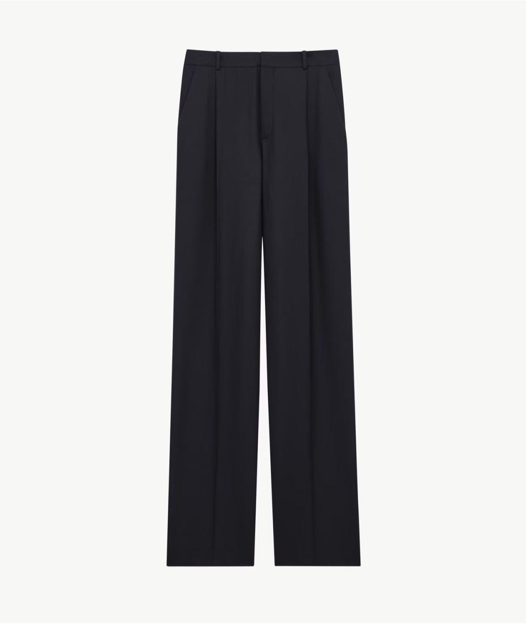 SAINT LAURENT Черные шерстяные брюки широкие, фото 3