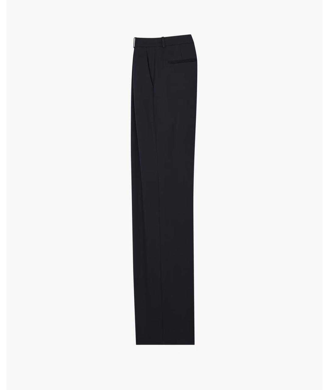 SAINT LAURENT Черные шерстяные брюки широкие, фото 2