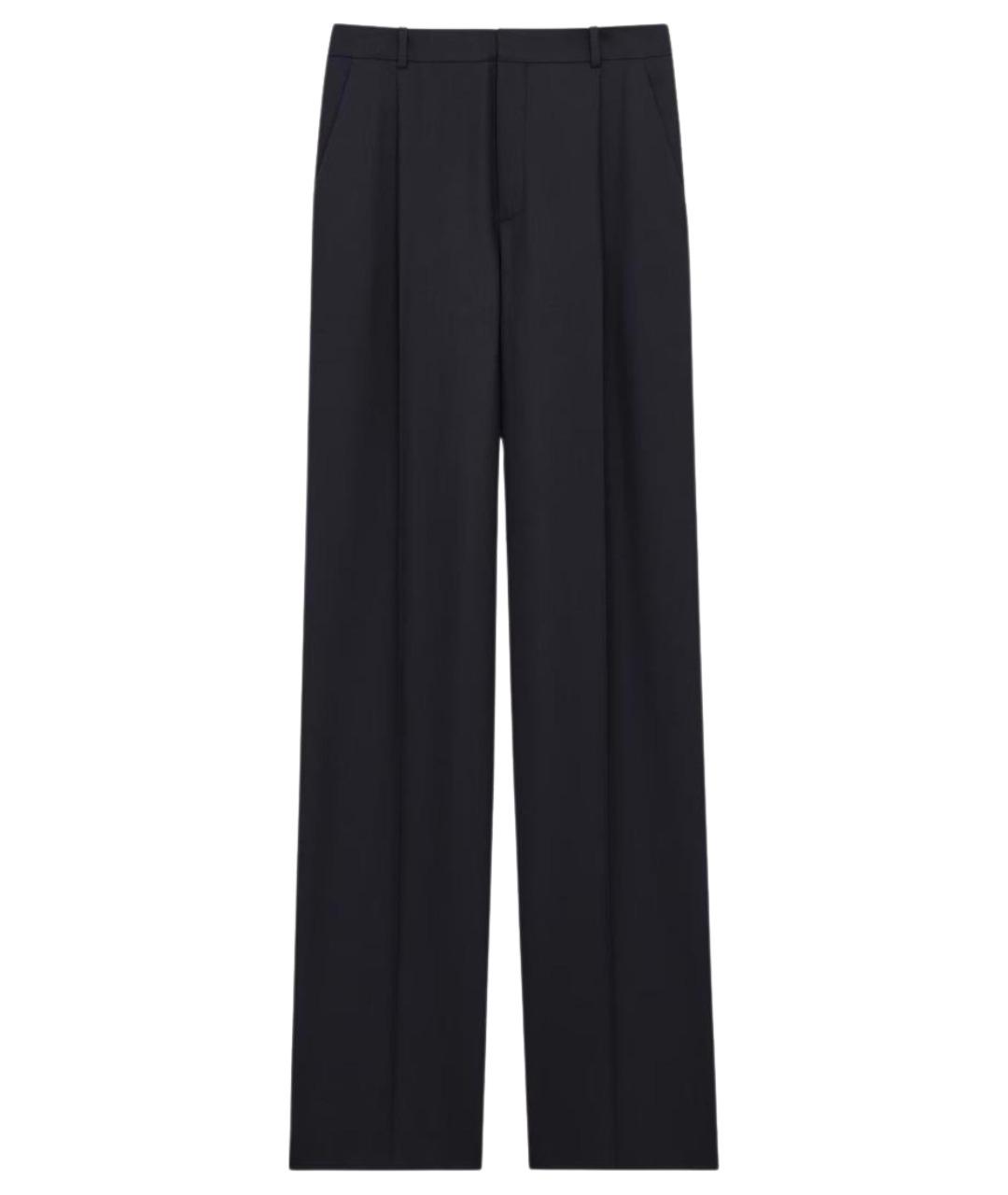 SAINT LAURENT Черные шерстяные брюки широкие, фото 1