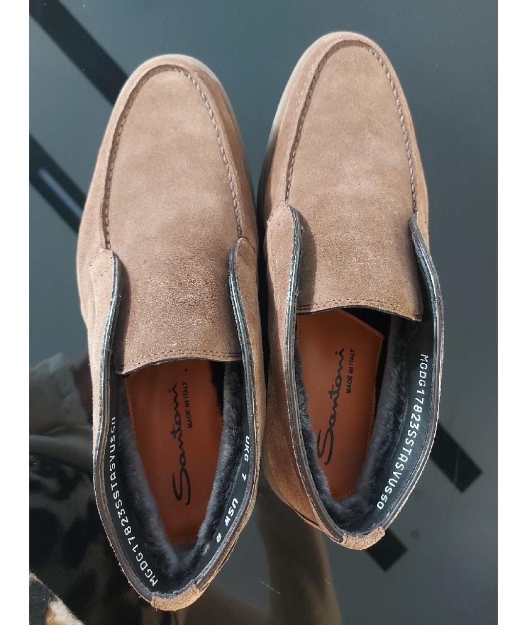 SANTONI Коричневые замшевые лоферы, фото 2