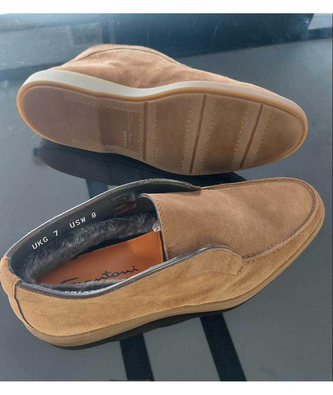 SANTONI Коричневые замшевые лоферы, фото 3