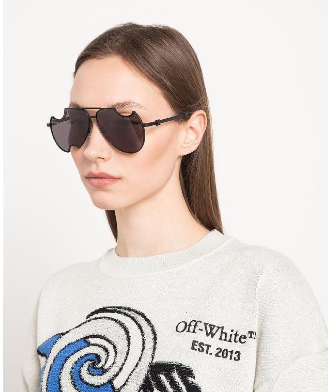 OFF-WHITE Черные металлические солнцезащитные очки, фото 6