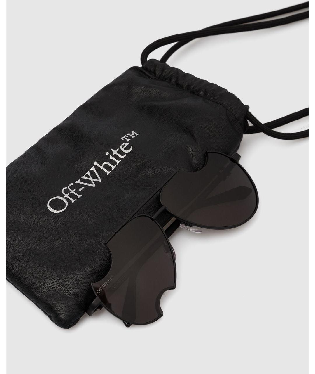 OFF-WHITE Черные металлические солнцезащитные очки, фото 3