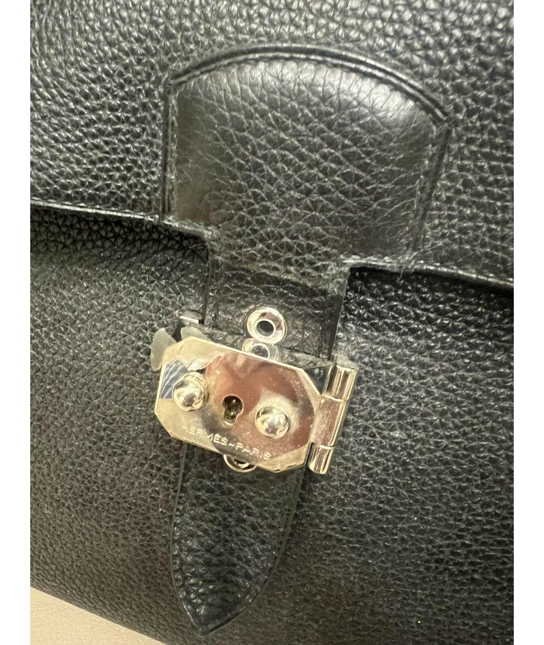 HERMES Черный кожаный портфель, фото 5
