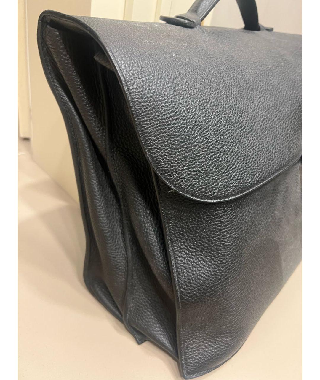 HERMES Черный кожаный портфель, фото 2