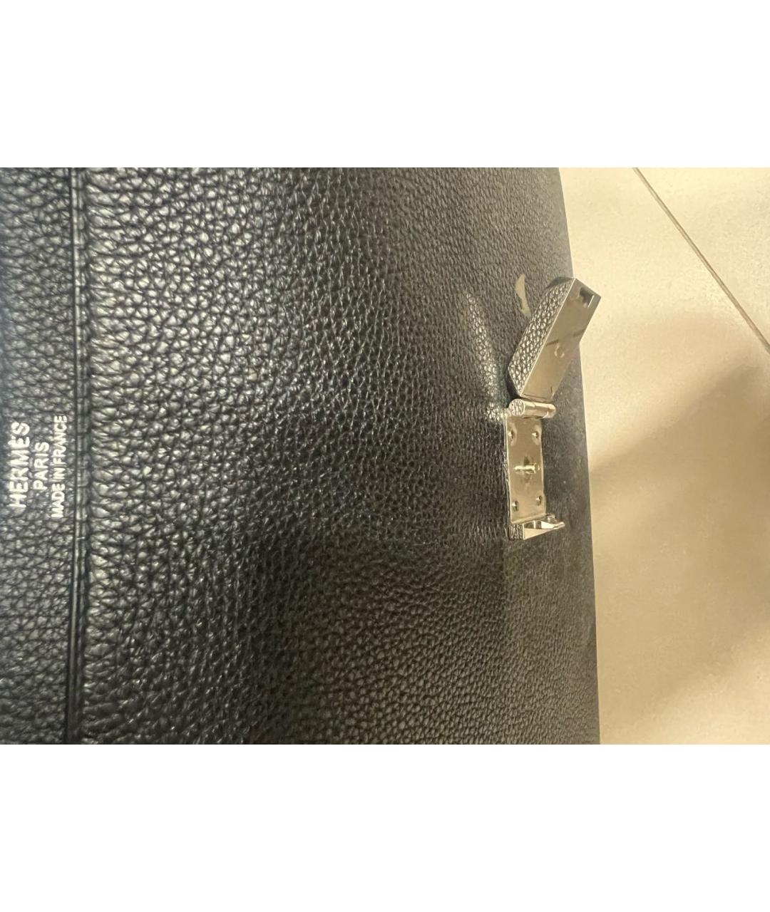 HERMES Черный кожаный портфель, фото 4