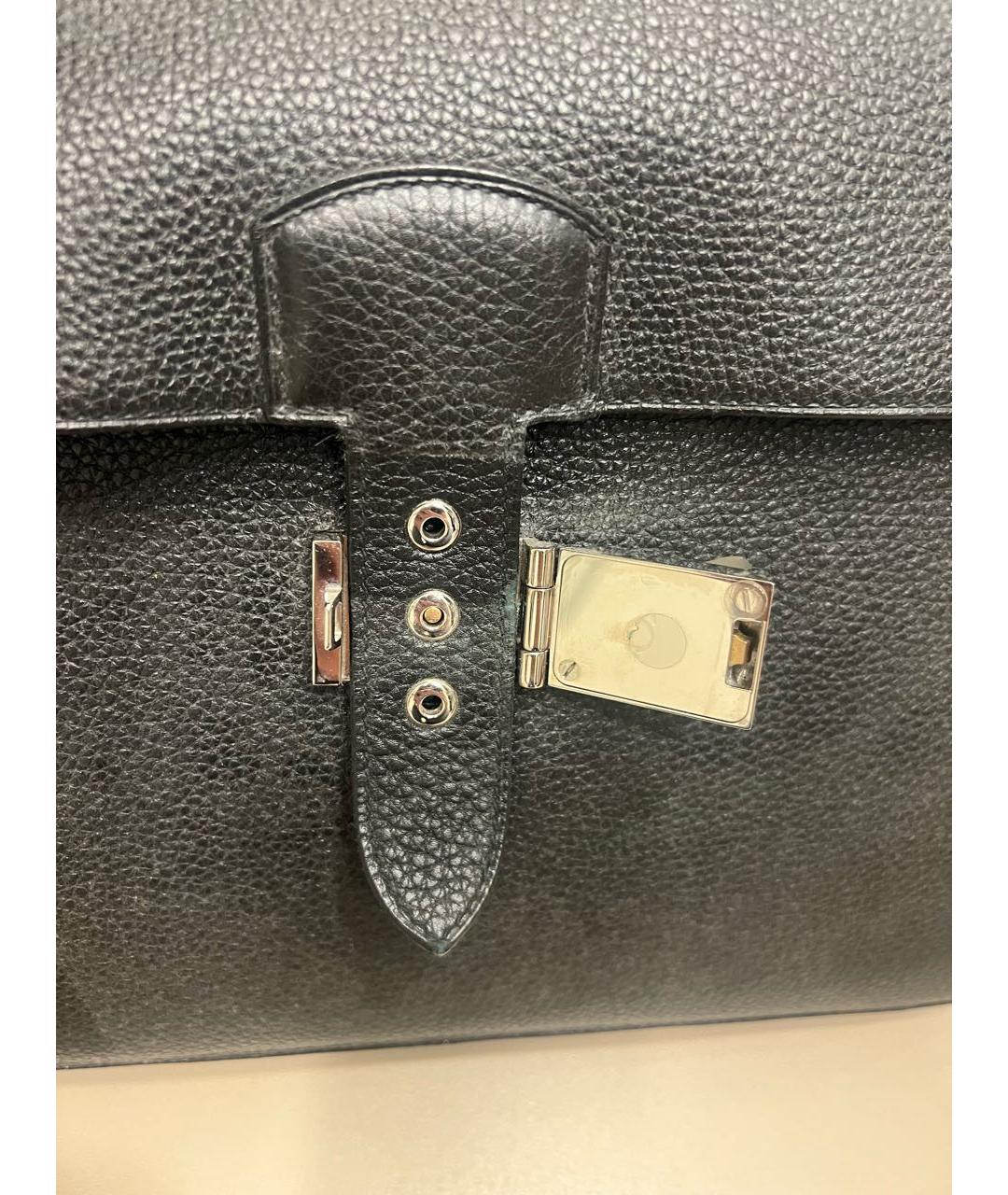 HERMES Черный кожаный портфель, фото 6