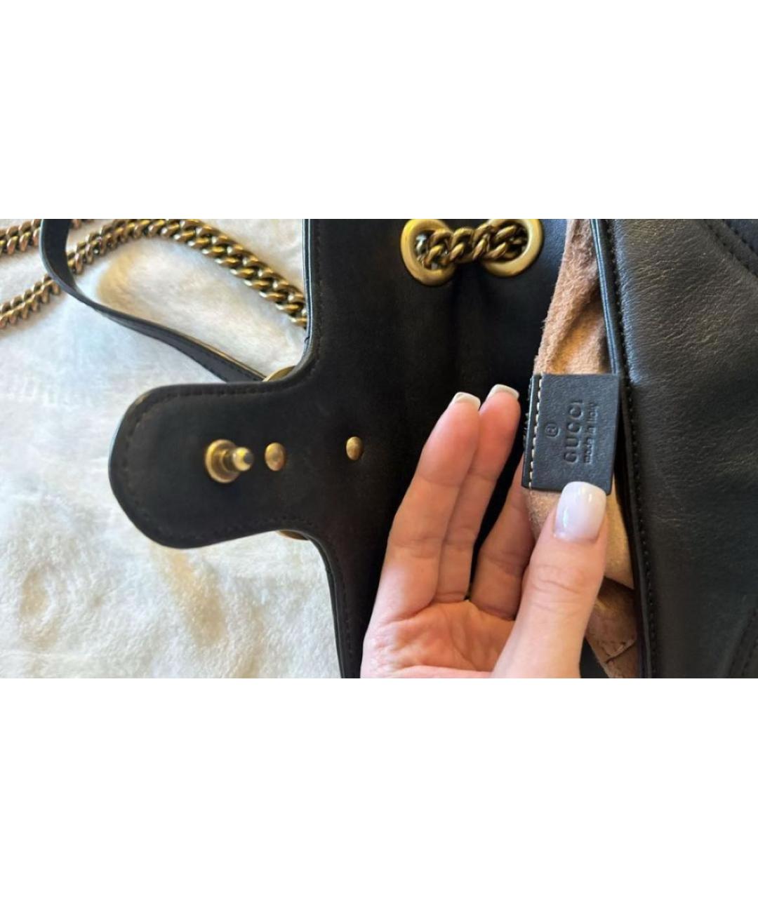 GUCCI Черная кожаная сумка через плечо, фото 5