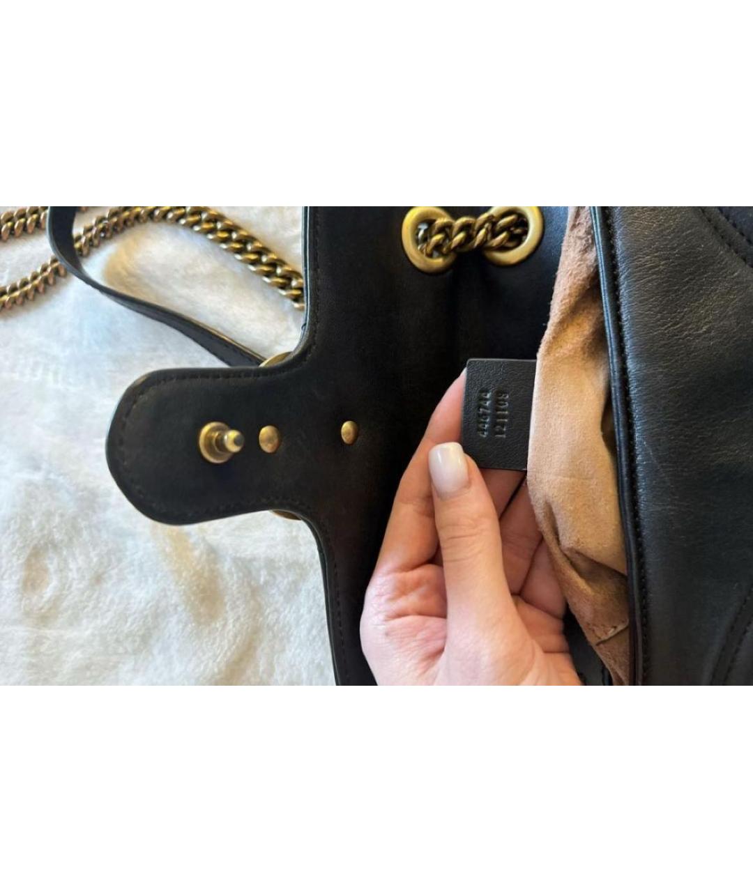 GUCCI Черная кожаная сумка через плечо, фото 4