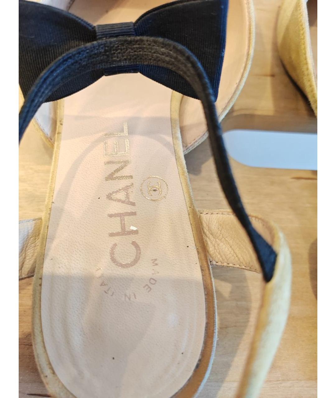 CHANEL Бежевые замшевые балетки, фото 5