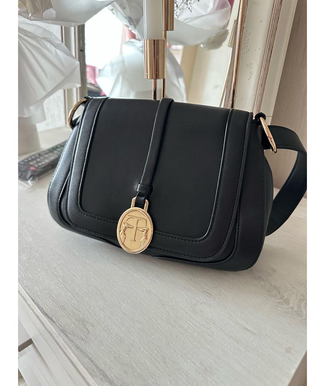 TRUSSARDI Черная сумка через плечо из искусственной кожи, фото 5