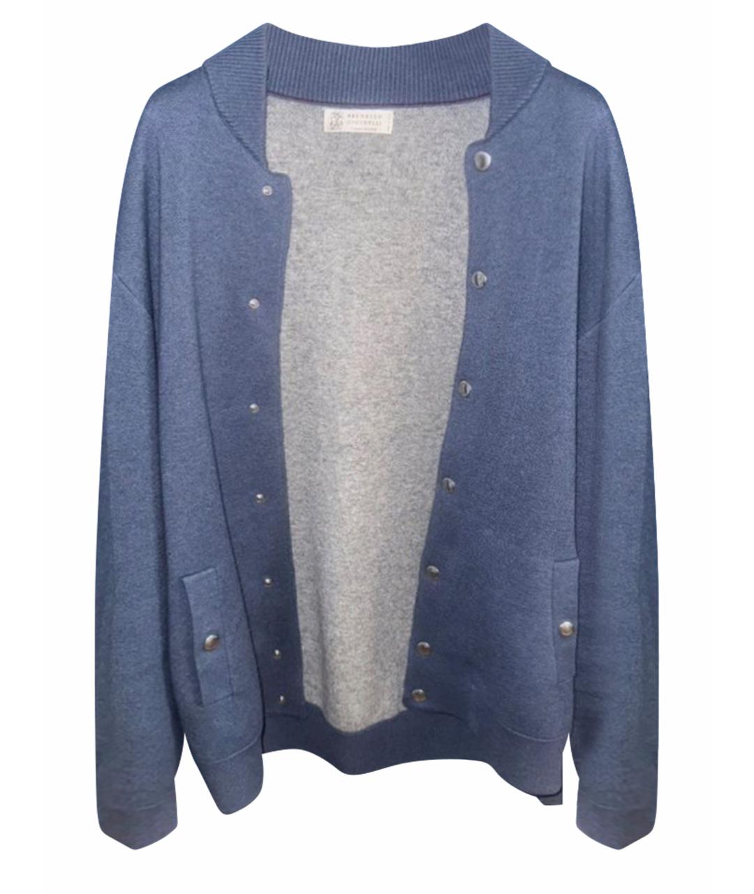 BRUNELLO CUCINELLI Голубой кашемировый кардиган, фото 1