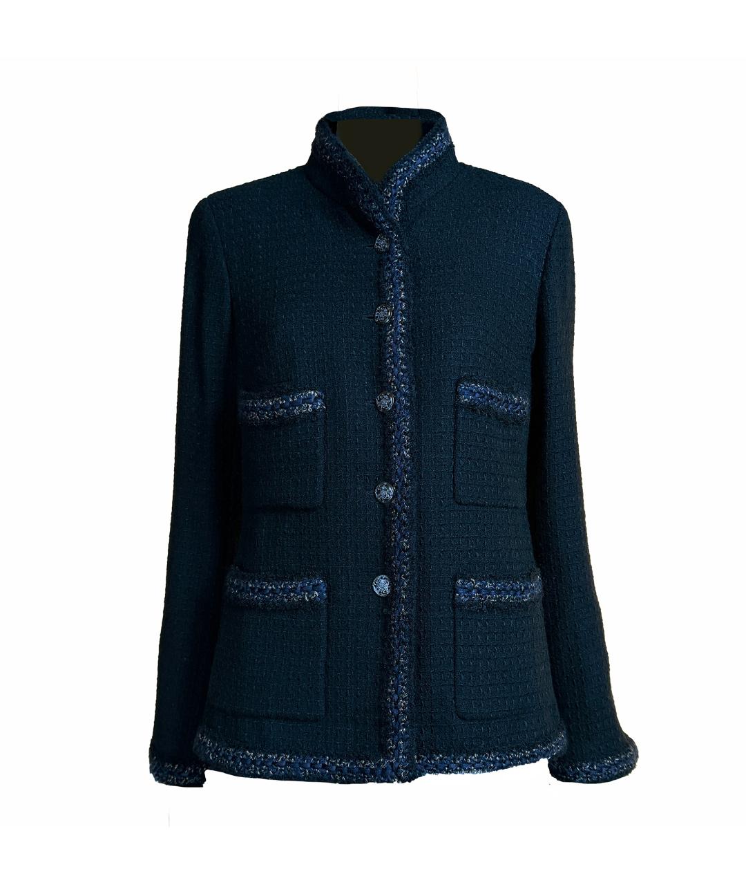 CHANEL Черный твидовый жакет/пиджак, фото 1