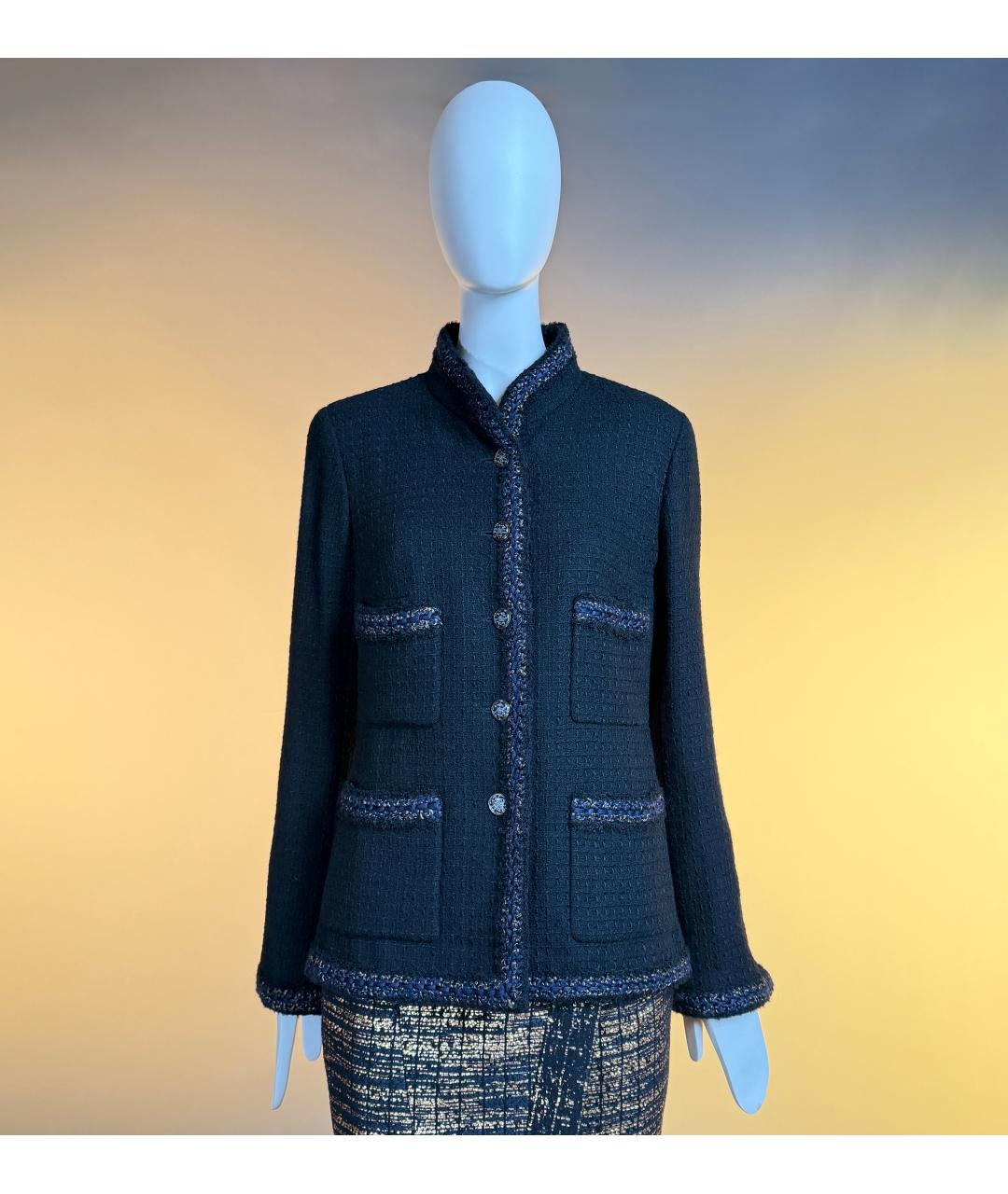 CHANEL Черный твидовый жакет/пиджак, фото 3