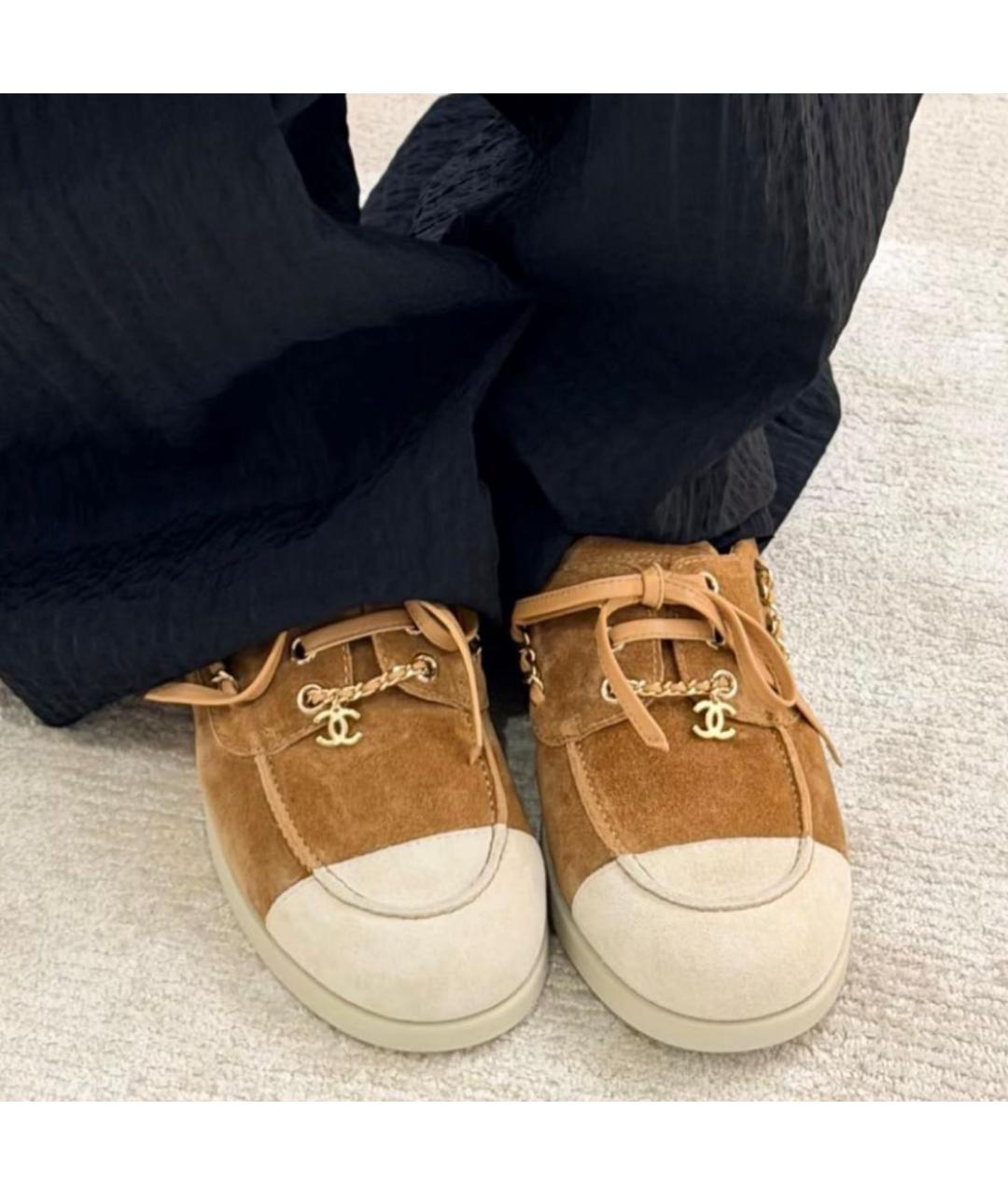 CHANEL Коричневые замшевые лоферы, фото 2