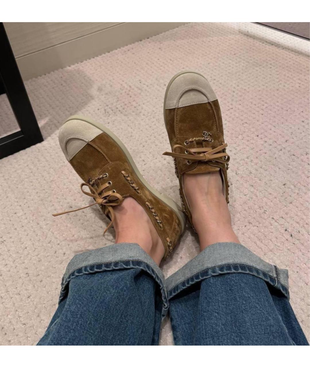 CHANEL Коричневые замшевые лоферы, фото 4