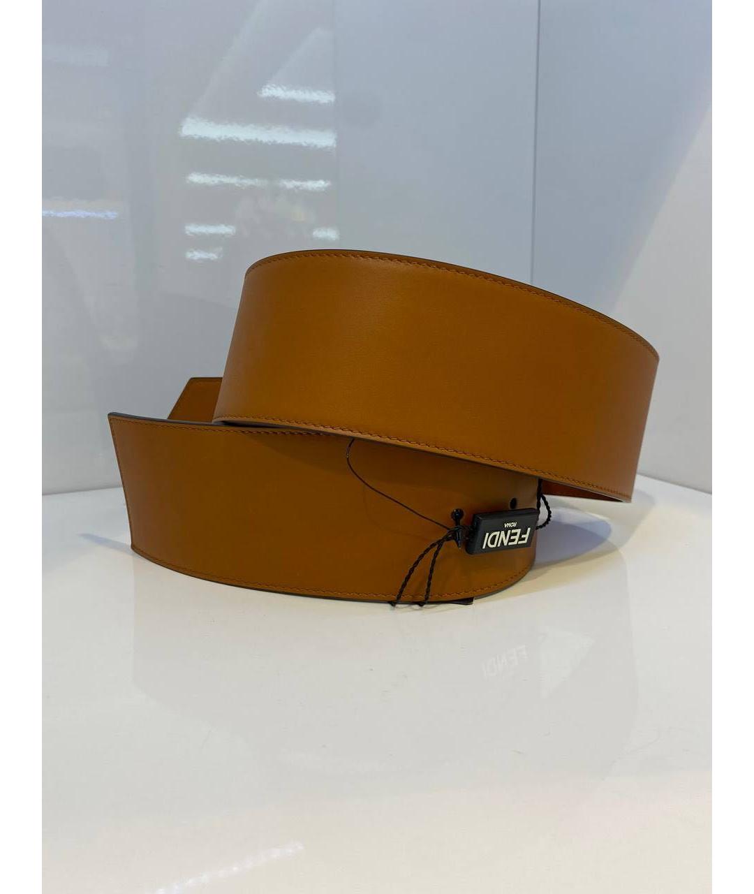 FENDI Коричневый кожаный ремень, фото 4