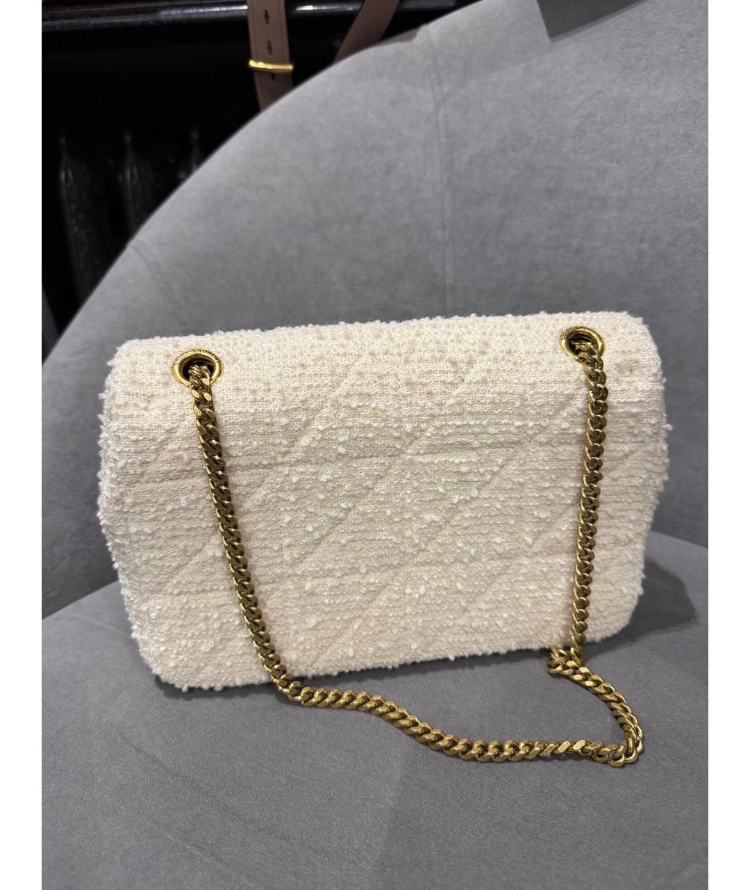 SAINT LAURENT Бежевая твидовая сумка через плечо, фото 4