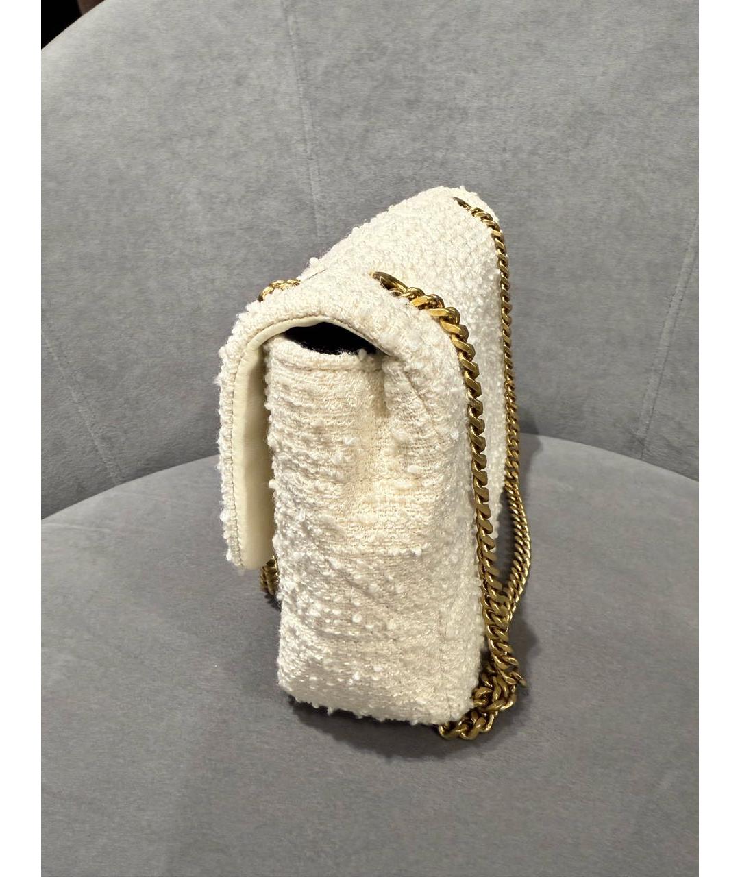 SAINT LAURENT Бежевая твидовая сумка через плечо, фото 5