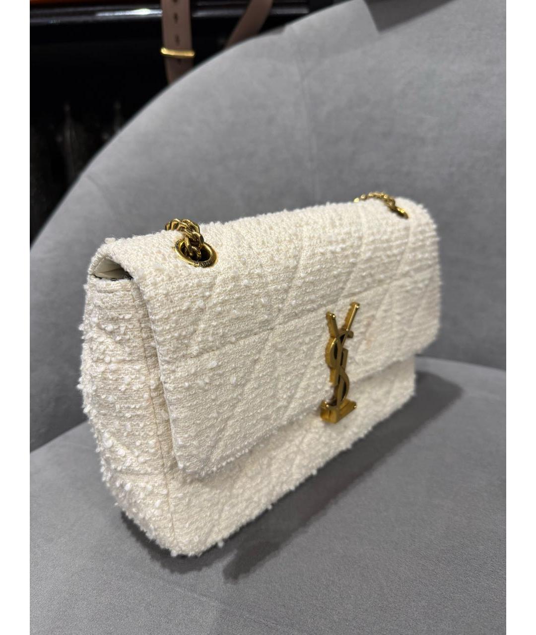 SAINT LAURENT Бежевая твидовая сумка через плечо, фото 2