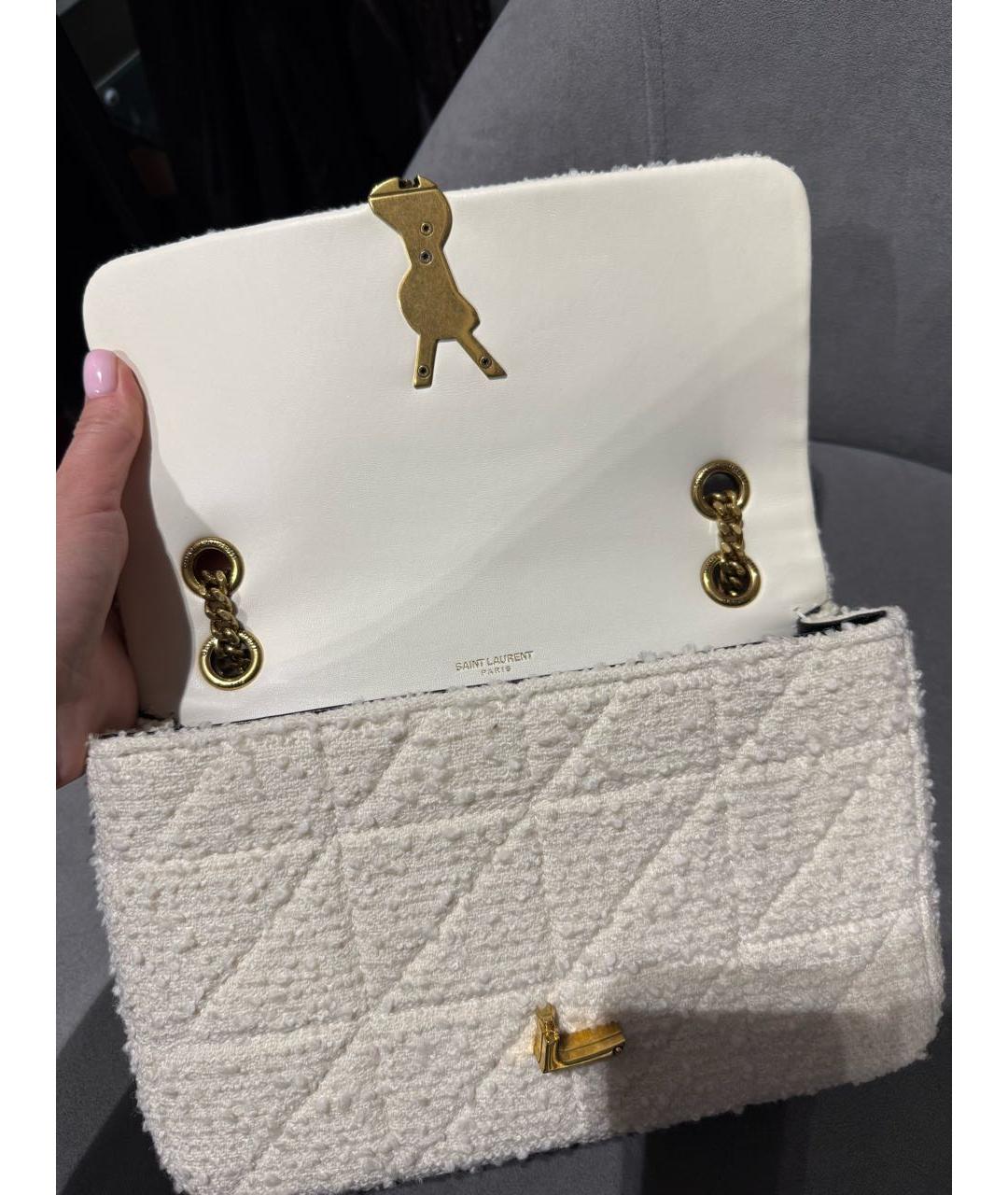SAINT LAURENT Бежевая твидовая сумка через плечо, фото 6