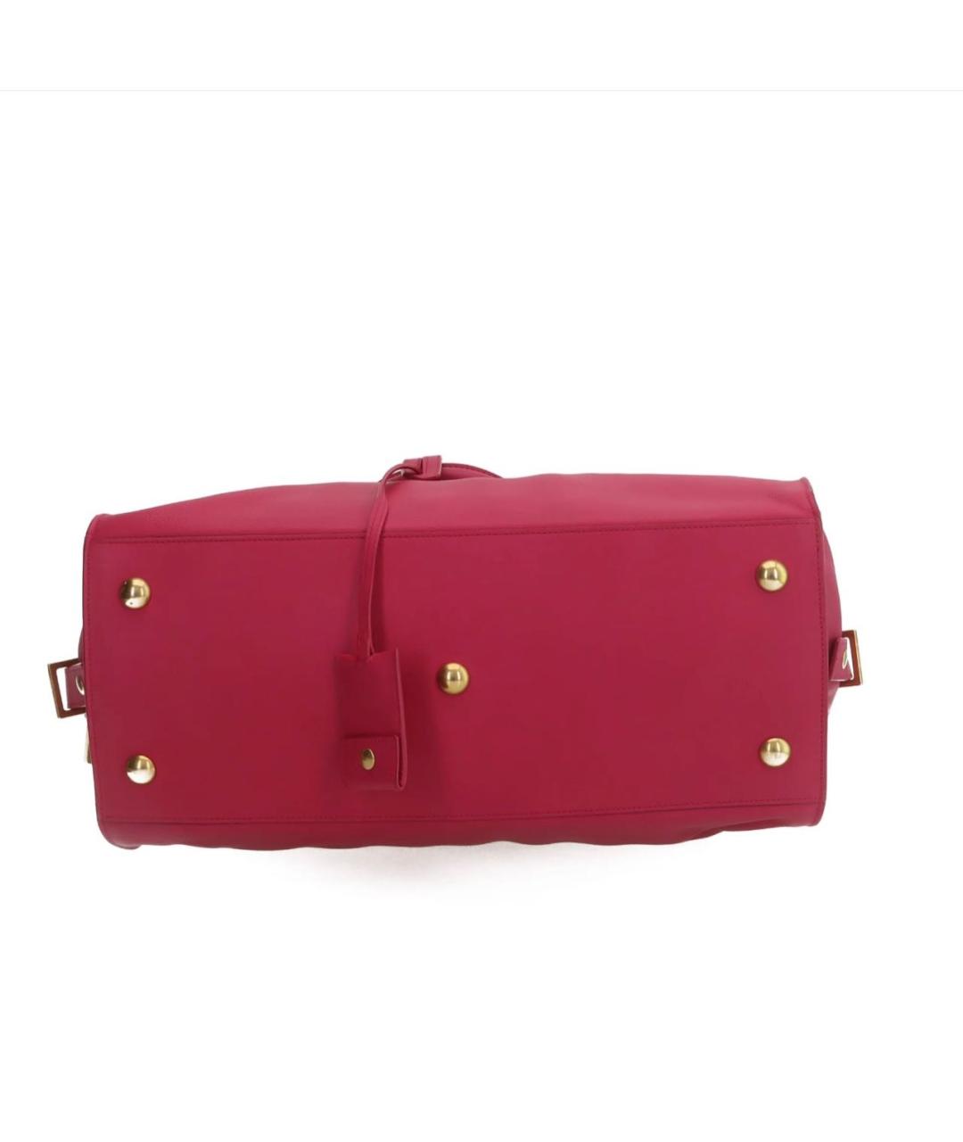 SAINT LAURENT Фуксия кожаная сумка с короткими ручками, фото 7