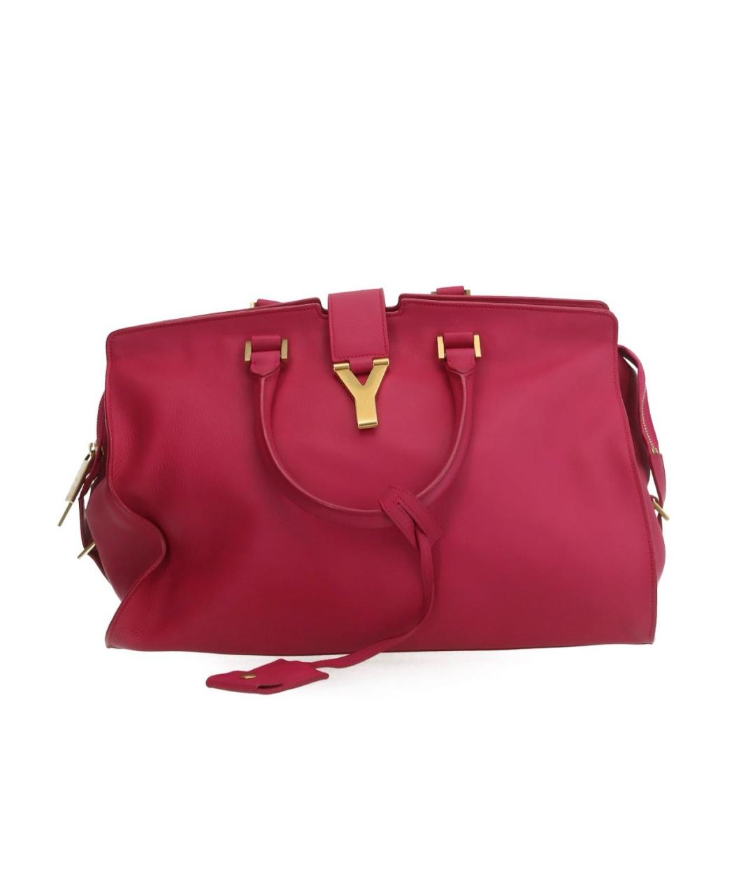 SAINT LAURENT Фуксия кожаная сумка с короткими ручками, фото 1