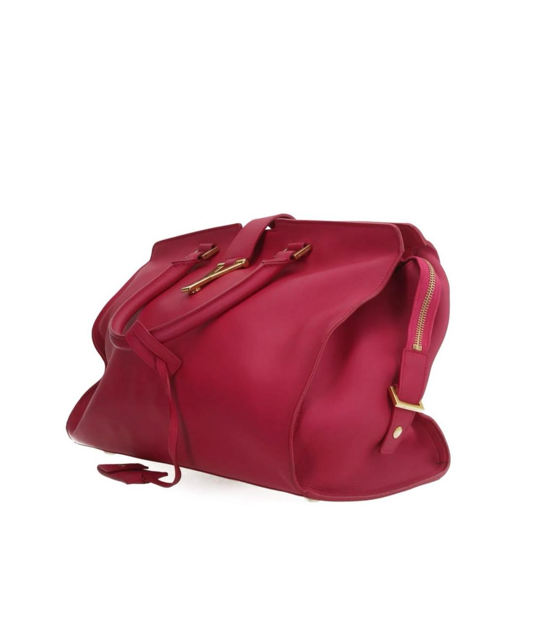 SAINT LAURENT Фуксия кожаная сумка с короткими ручками, фото 2