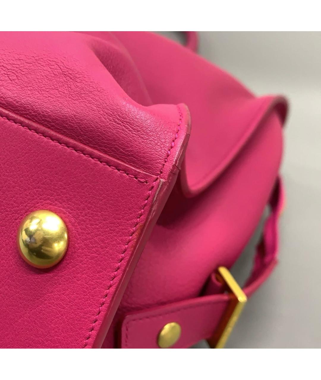 SAINT LAURENT Фуксия кожаная сумка с короткими ручками, фото 6
