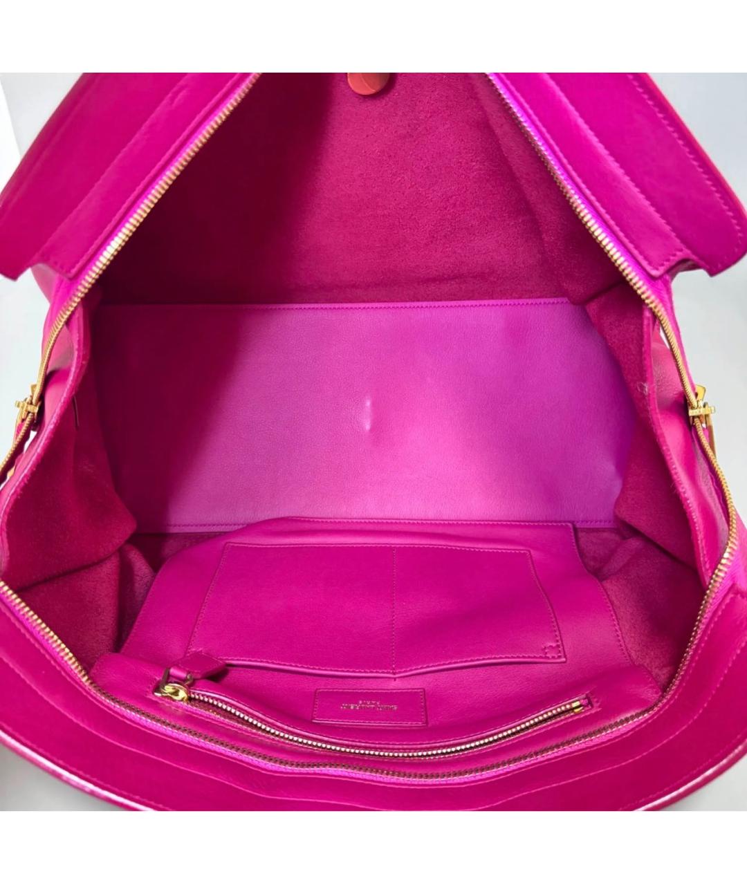 SAINT LAURENT Фуксия кожаная сумка с короткими ручками, фото 4