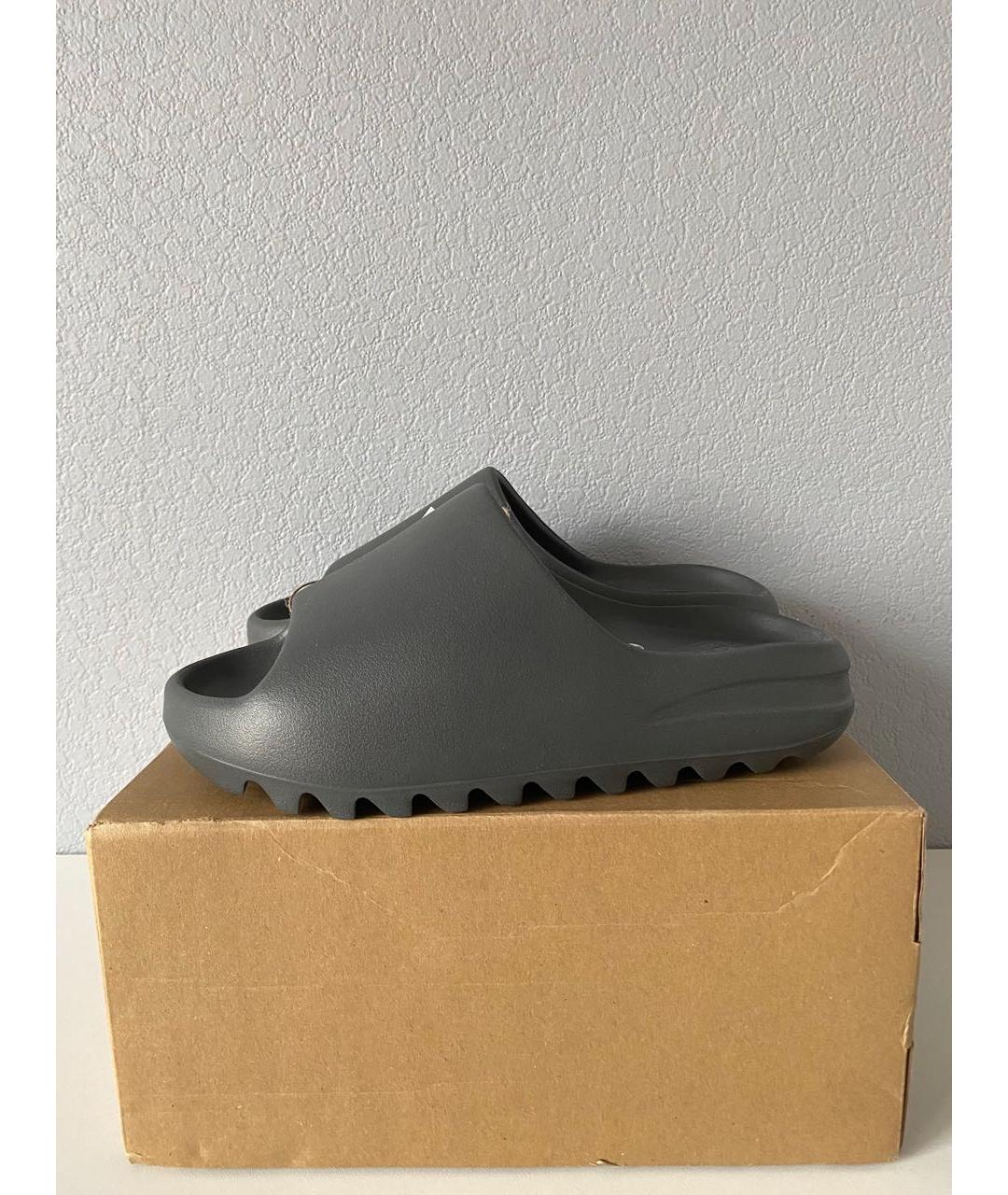 ADIDAS YEEZY Антрацитовые резиновые шлепанцы, фото 3