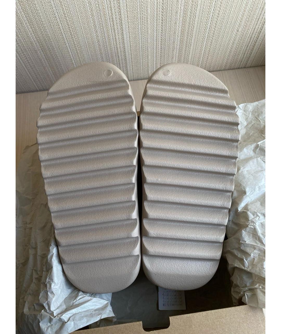ADIDAS YEEZY Бежевые резиновые шлепанцы, фото 5