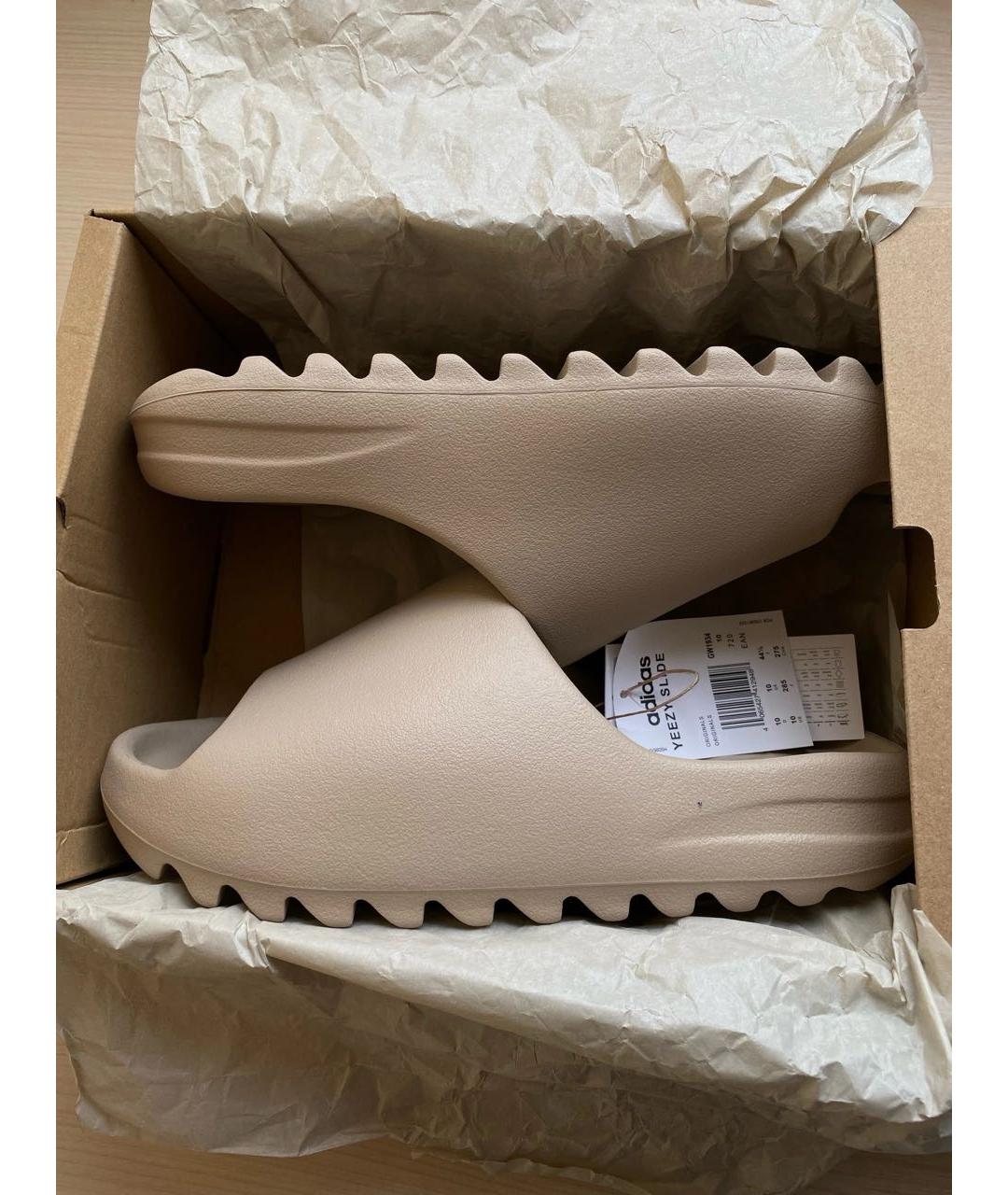 ADIDAS YEEZY Бежевые резиновые шлепанцы, фото 2