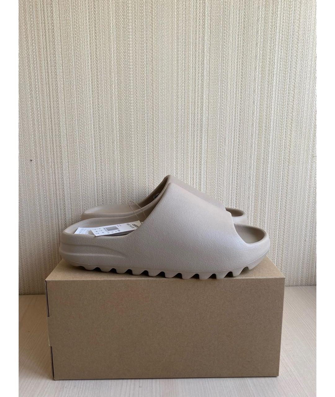 ADIDAS YEEZY Бежевые резиновые шлепанцы, фото 4