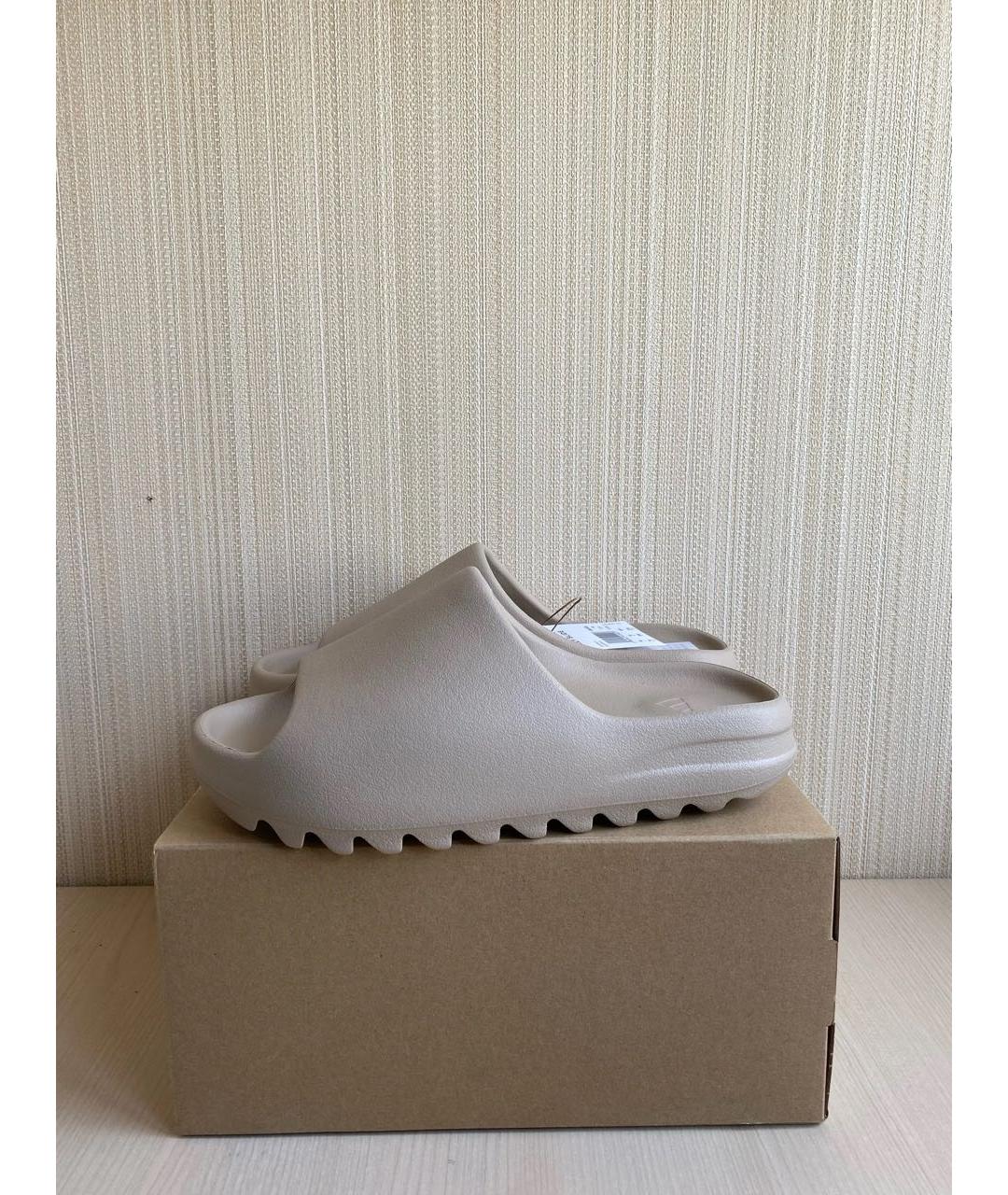 ADIDAS YEEZY Бежевые резиновые шлепанцы, фото 3