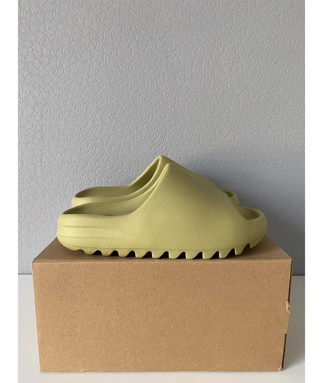 ADIDAS YEEZY Зеленые резиновые шлепанцы, фото 4