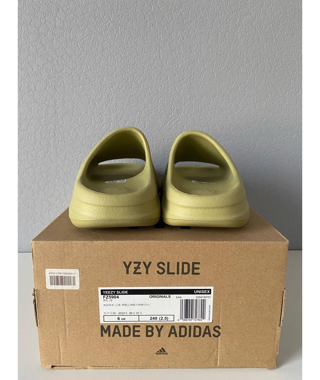 ADIDAS YEEZY Зеленые резиновые шлепанцы, фото 7