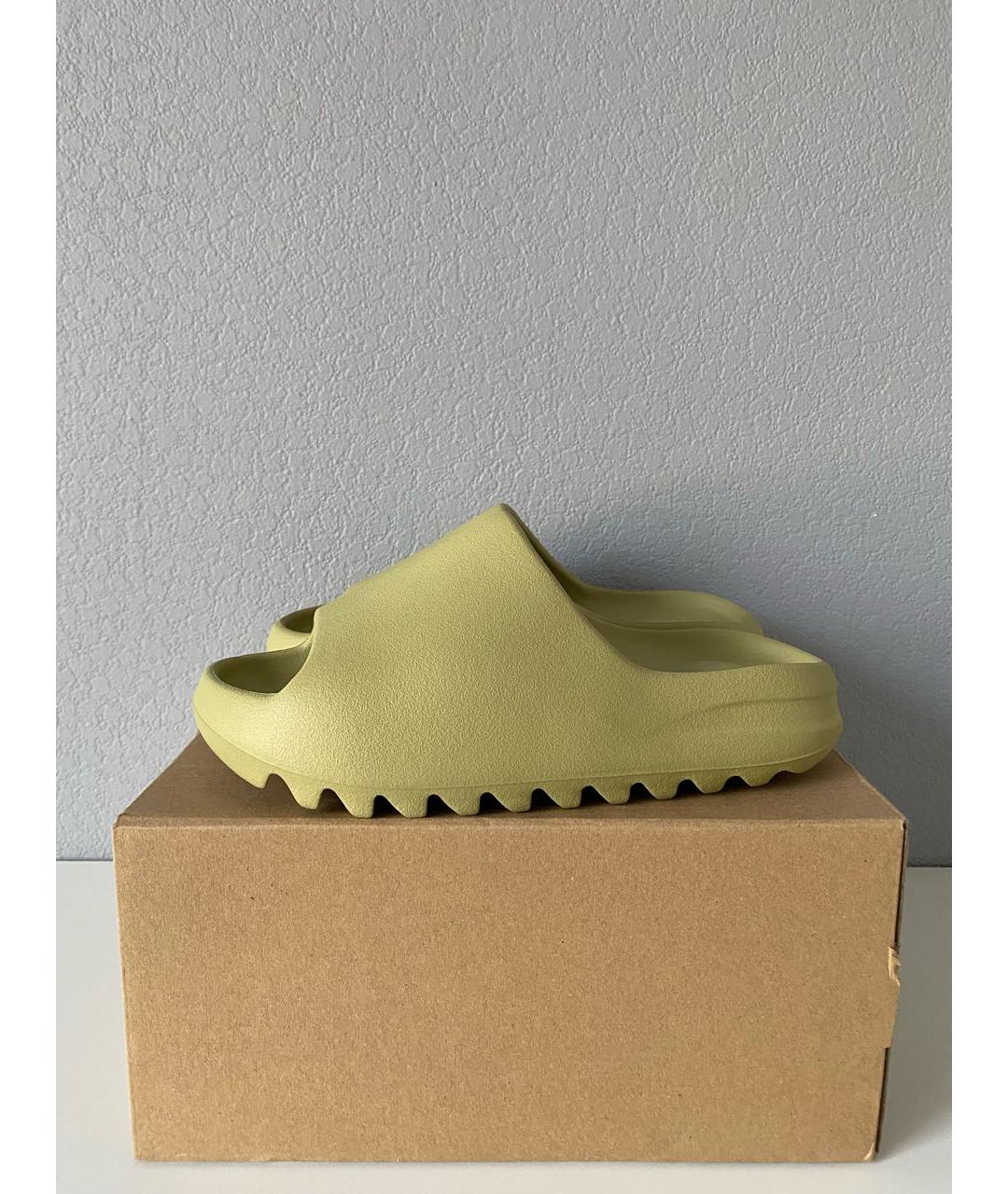 ADIDAS YEEZY Зеленые резиновые шлепанцы, фото 3