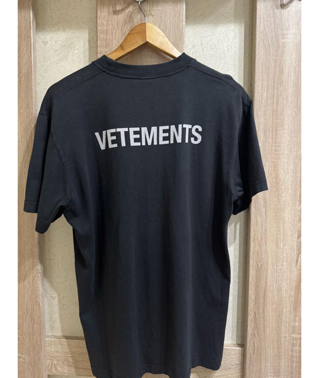 VETEMENTS Черная хлопковая футболка, фото 2