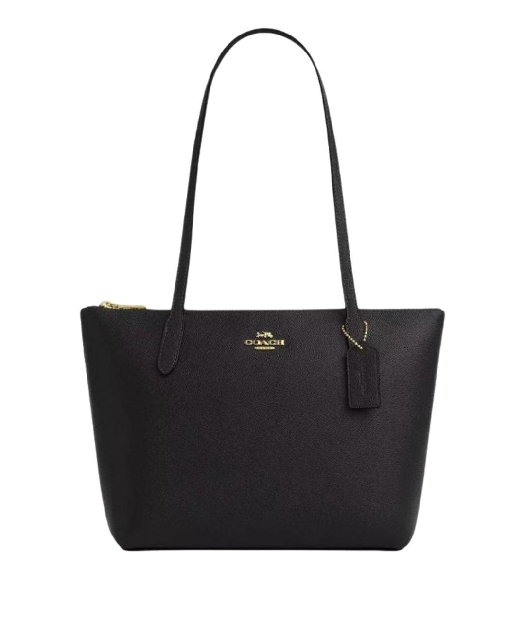 COACH Черная кожаная сумка тоут, фото 1