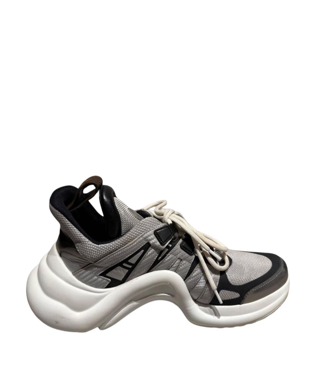 LOUIS VUITTON Серебряные кожаные кроссовки, фото 1