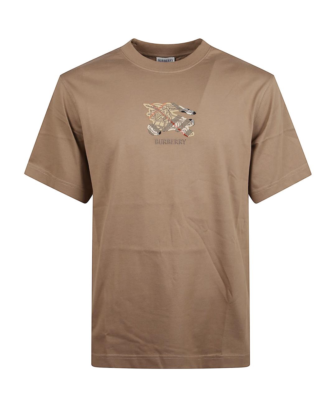 BURBERRY Коричневая хлопковая футболка, фото 1