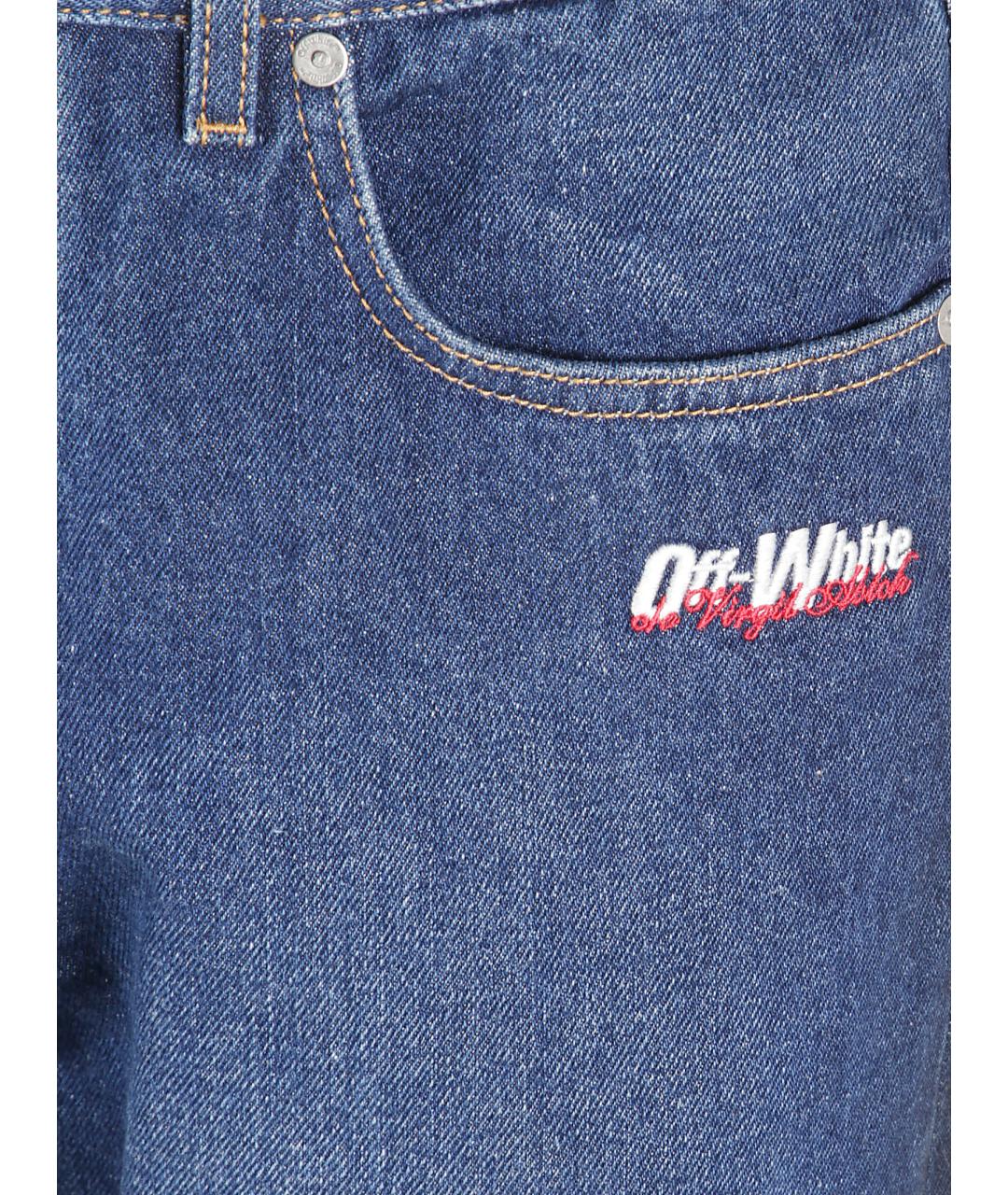 OFF-WHITE Синие хлопковые прямые джинсы, фото 2