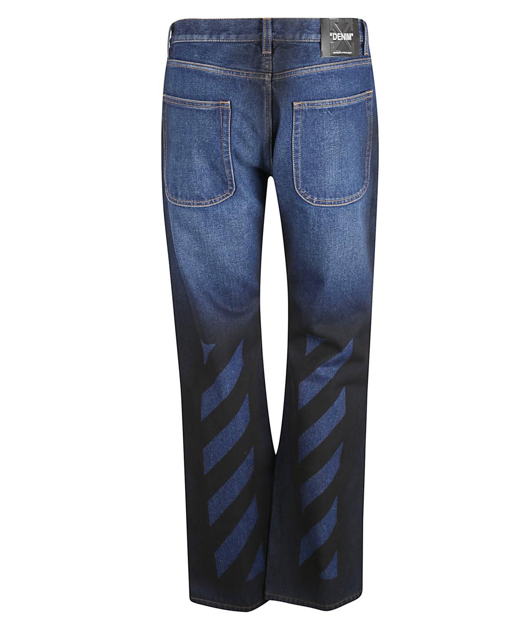 OFF-WHITE Синие хлопковые прямые джинсы, фото 3