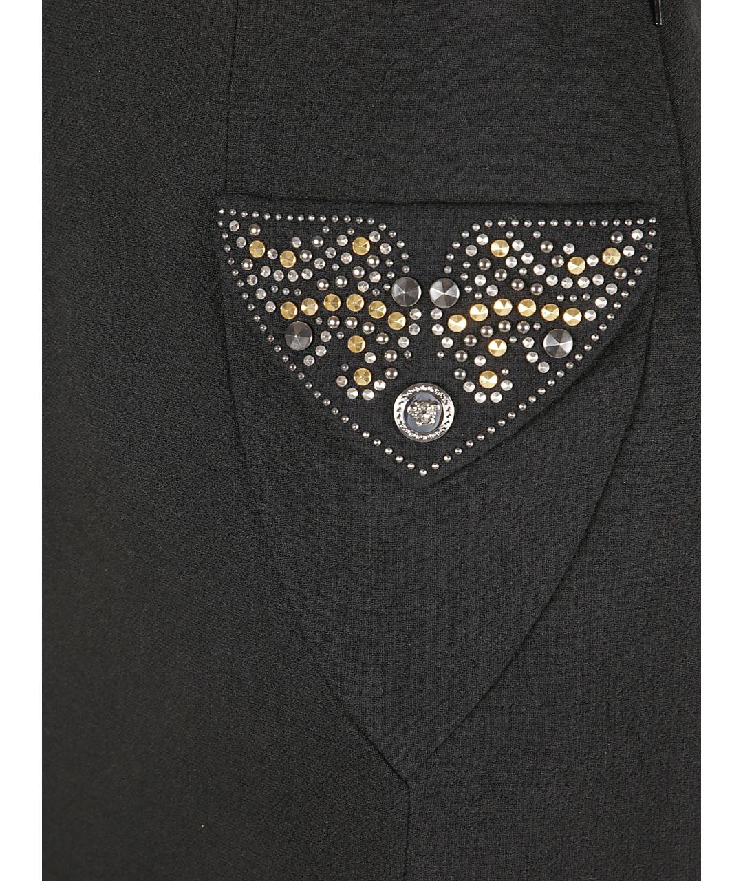 VERSACE Черная шерстяная юбка мини, фото 2