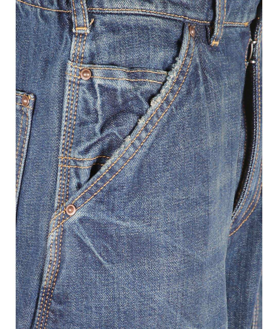 MAISON MARGIELA Синие хлопковые прямые джинсы, фото 2