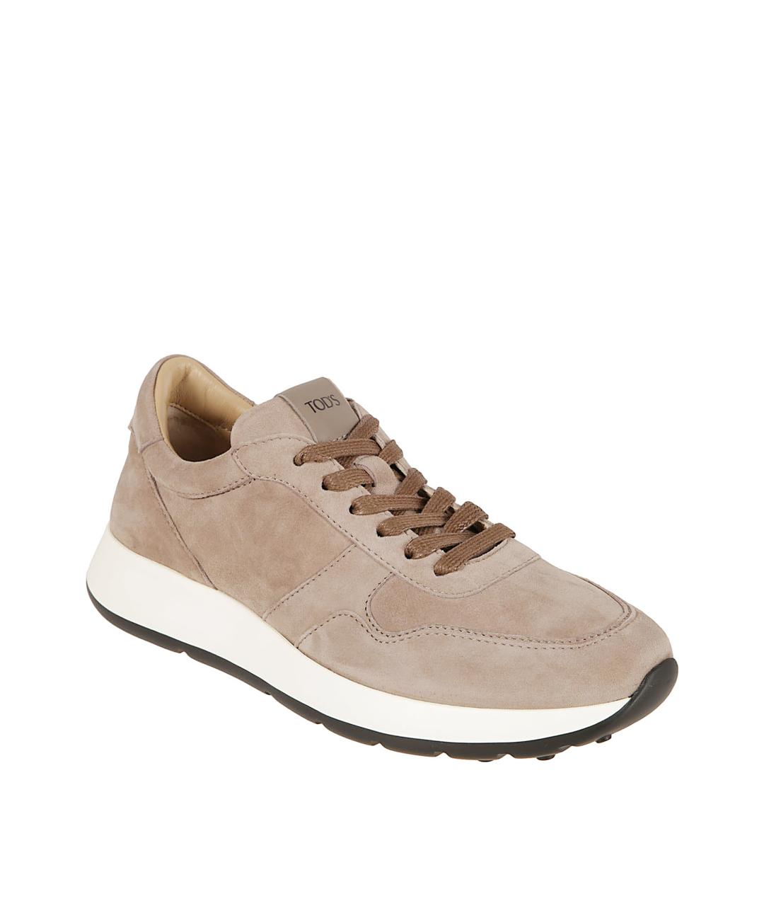 TOD'S Бежевые замшевые низкие кроссовки / кеды, фото 2