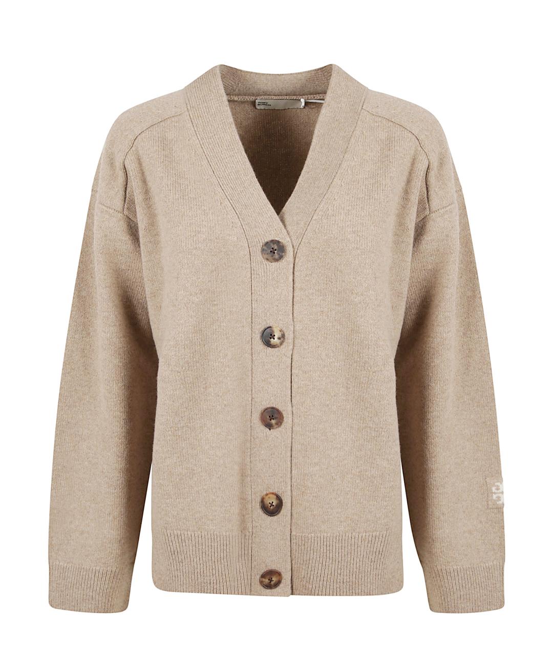 TORY BURCH Бежевый шерстяной кардиган, фото 1