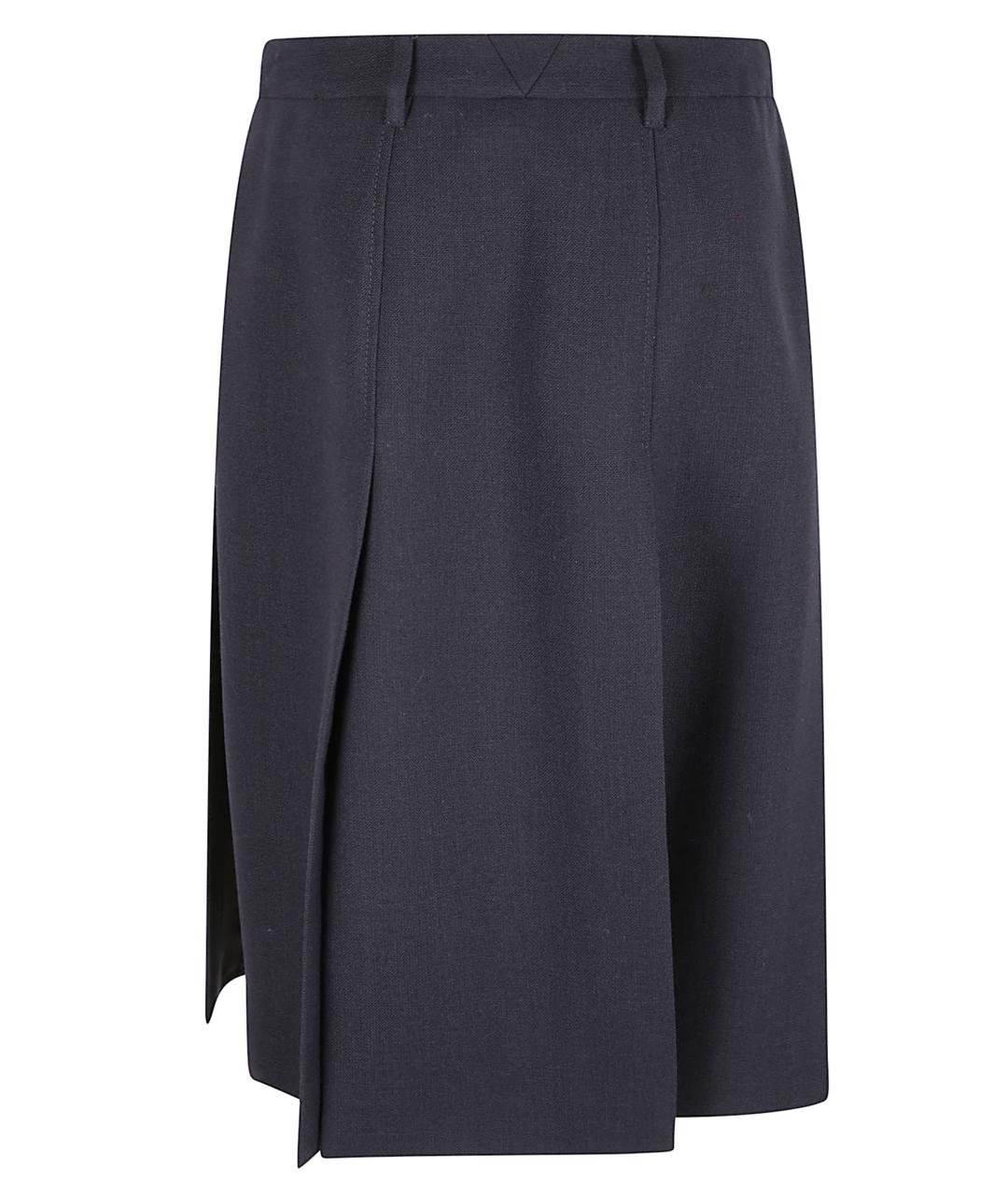PRADA Темно-синяя шерстяная юбка миди, фото 3