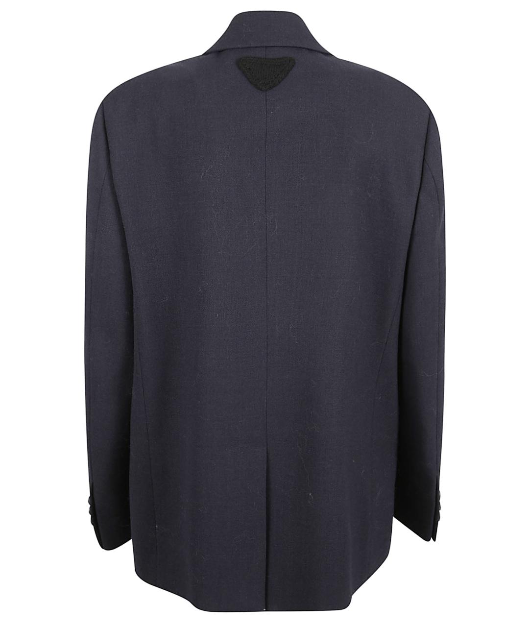 PRADA Темно-синий шерстяной жакет/пиджак, фото 3